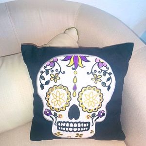Decorative Day of the Dead Throw Pillow Skull